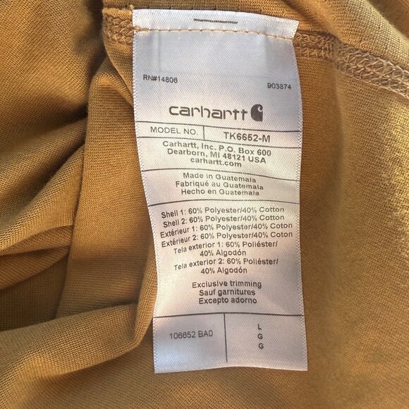 Carhartt Mens Relaxed Fit Force Pocket T-Shirt Gold Large Polyester Blend - Picture 6 of 6